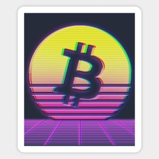 Bitcoin Retro Vaporwave Magnet